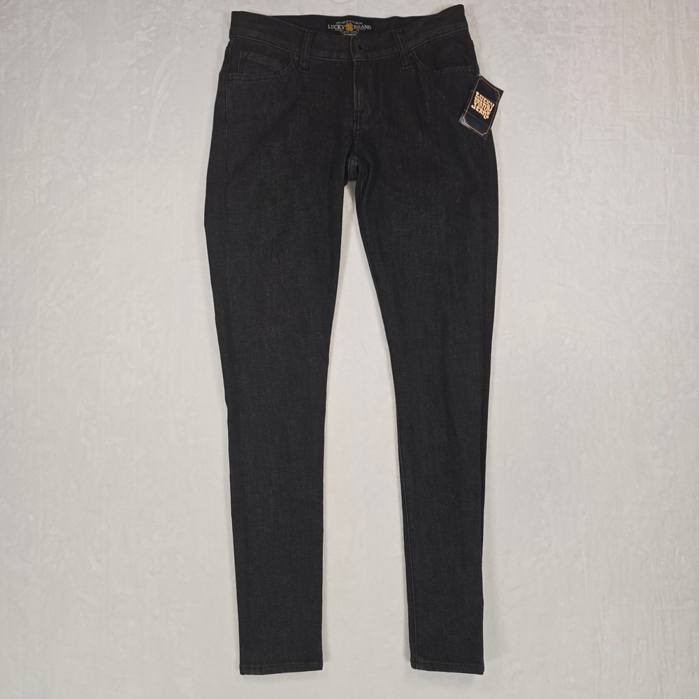 Lucky Brand Women's Skinny Jeans Size 26 Black Rinse Stretch Denim NWT
